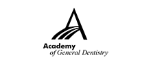 The image shows a logo with text that reads  ACADEMY OF GENERAL DENTISTRY  and includes an icon of a stylized mountain range, suggesting a connection to dental education or training in general dentistry.